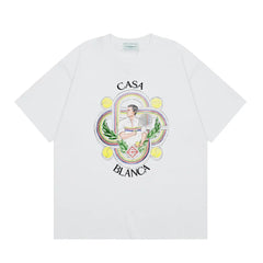 Casablanca Ornate Crest & Figure T-Shirt - White