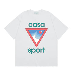 Casablanca Sport Red Triangle Horizon T-Shirt - White