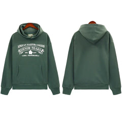 Denim Tears Muted Army Green Vintage Gothic Letter Print Hoodie