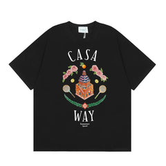 Casablanca "Casa Way" Architectural & Floral T-Shirt - Black