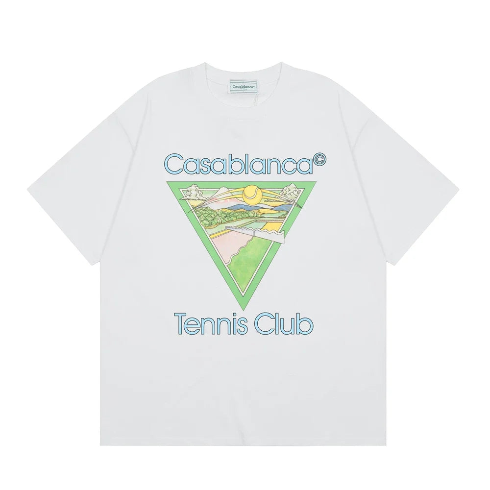 Casablanca Tennis Club Triangle Graphic T-Shirt - White