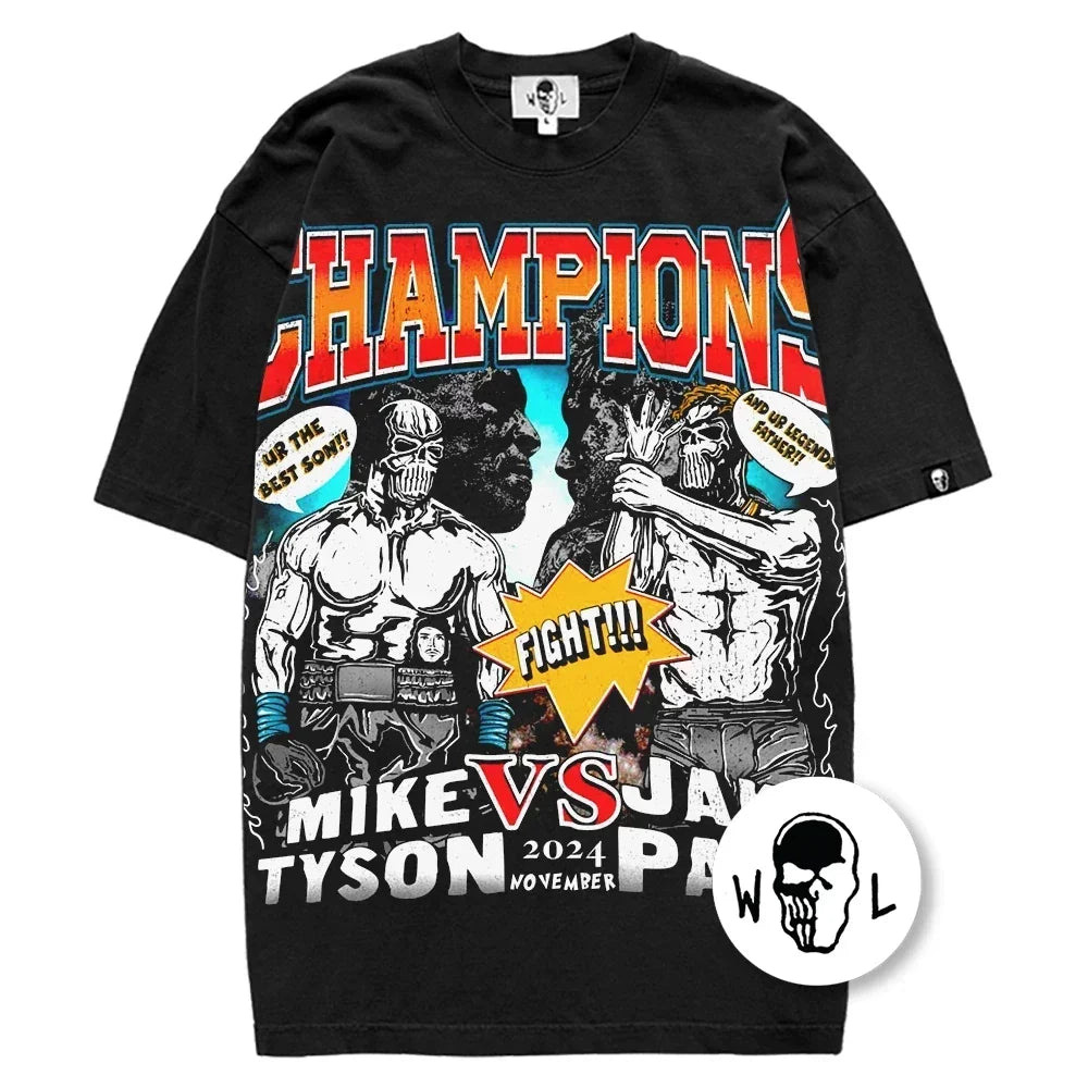 Warren Lotas Mike Tyson vs. Jake Paul Fight T-Shirt - Black
