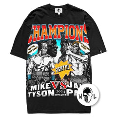 Warren Lotas Mike Tyson vs. Jake Paul Fight T-Shirt - Black